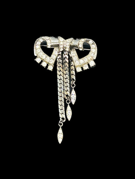 Vintage Art Deco Bow Brooch with Dangles - Lamoree’s Vintage