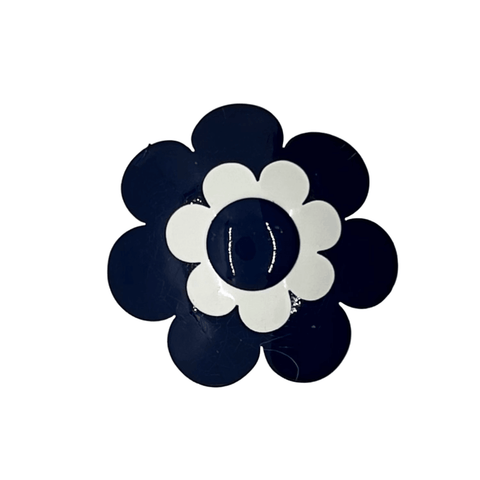 Vintage Navy Blue and White Mod Flower - Lamoree’s Vintage