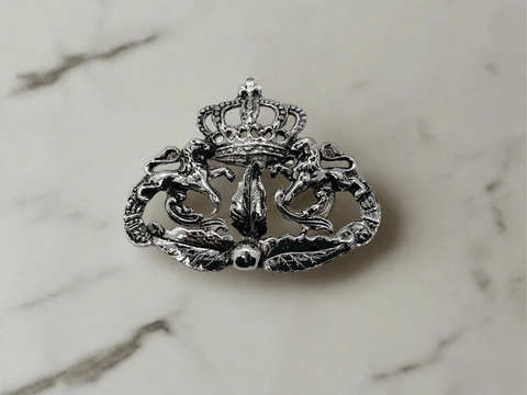 Vintage Silver Tone Detailed Coro Coat of Arms Brooch - Lamoree’s Vintage