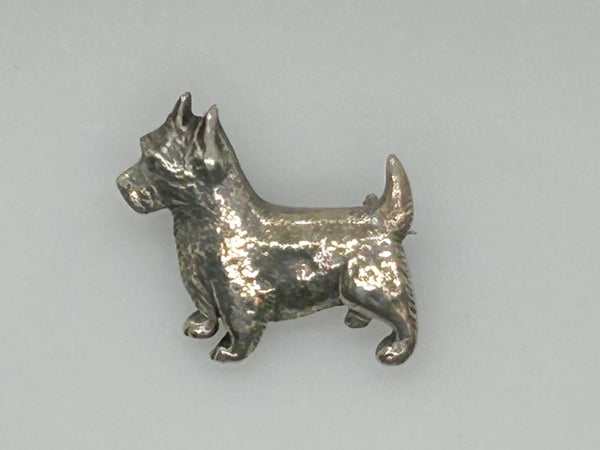 Vintage Silver Tone Mighty and Tiny Terrier Brooch - Lamoree’s Vintage
