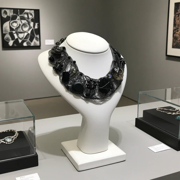 Artisan Black Woven Wire Statement Necklace/ Choker