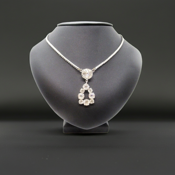 Brilliant Vintage Rhinestone Necklace with Sparkling Open Drop