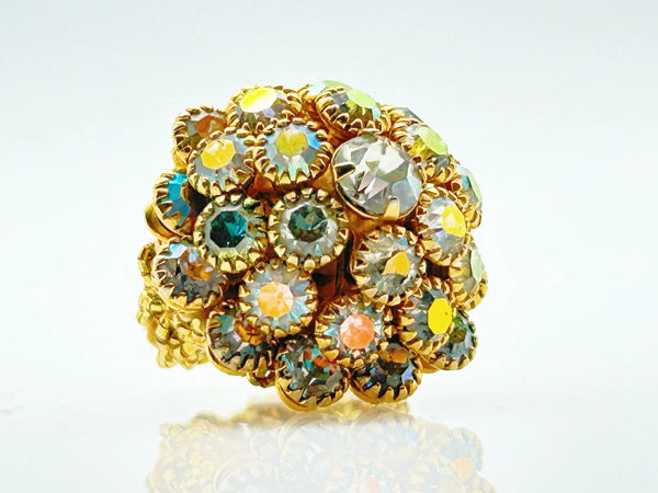 Flexible Golden Mesh Golden AB Vintage Ring