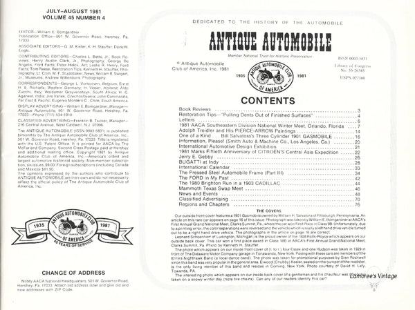 Antique Automobile Magazine July August 1981