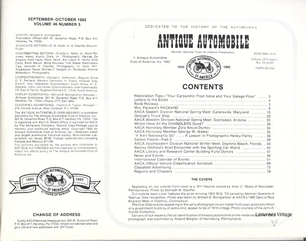 Antique Automobile Magazine September October 1982