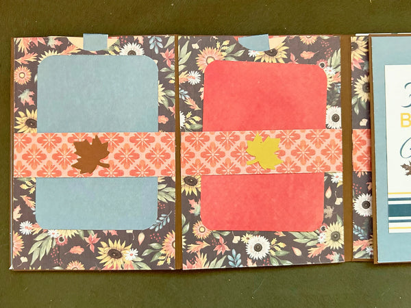 Autumn Leaves will soon be everywhere, and when Autumn Leaves appear, pumpkin spice is not far beyond! Various fall elements are scattered throughout -leaves, pumpkins, a farmhouse, fall flowers and more. The colors reflect the feelings of fall: gold, sage green, brown, Terra Cotta, and white.