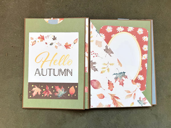 Autumn Leaves will soon be everywhere, and when Autumn Leaves appear, pumpkin spice is not far beyond! Various fall elements are scattered throughout -leaves, pumpkins, a farmhouse, fall flowers and more. The colors reflect the feelings of fall: gold, sage green, brown, Terra Cotta, and white.