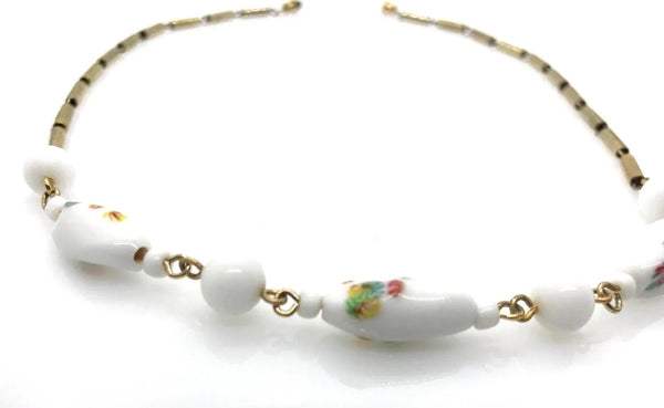 Vintage Dainty Floral Beaded Avon Necklace (1980s)
