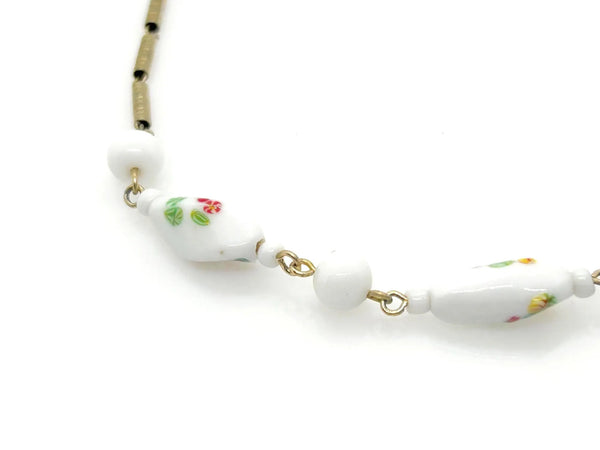 Vintage Dainty Floral Beaded Avon Necklace (1980s)
