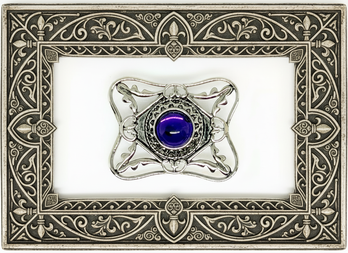 Perfect for vintage Avon enthusiasts: our Bold and Classic Medieval Style Pin with Purple Stone provides timeless elegance and bold sophistication. Shop today!