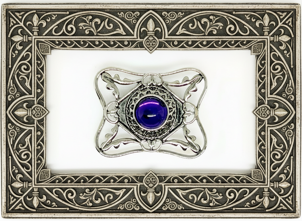 Perfect for vintage Avon enthusiasts: our Bold and Classic Medieval Style Pin with Purple Stone provides timeless elegance and bold sophistication. Shop today!