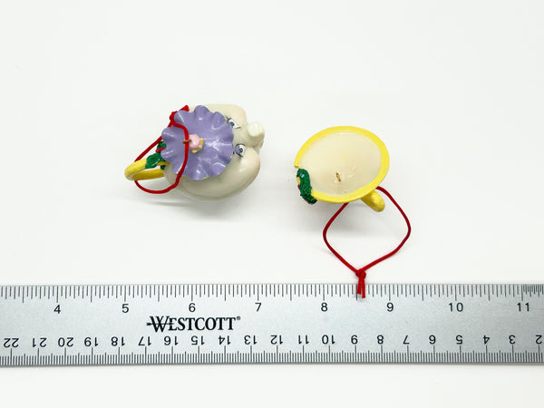 Vintage Disney Beauty and the Beast Schmid Ceramic Ornaments Mrs Potts & Chip Set