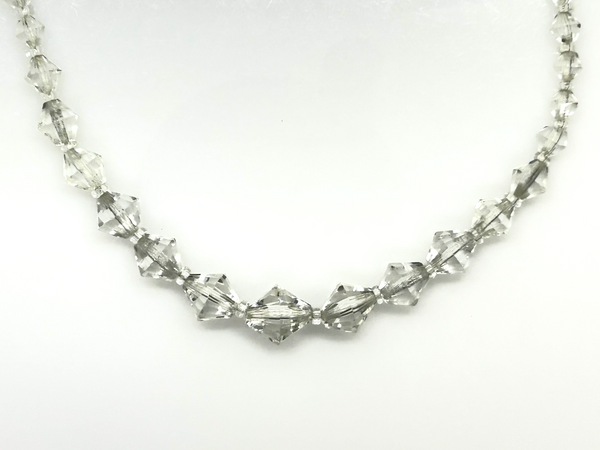 Art Deco Style Vintage Clear Faceted Crystal Geometric Beaded Choker Necklace