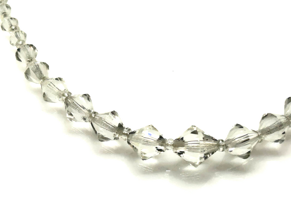 Art Deco Style Vintage Clear Faceted Crystal Geometric Beaded Choker Necklace