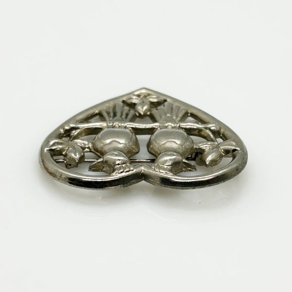 Vintage Love Birds in a Heart Brooch