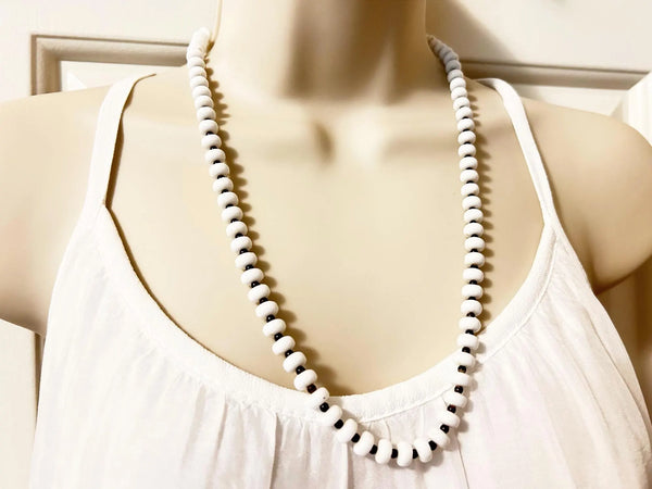 Vintage Milk Glass Beaded Necklace From Germany