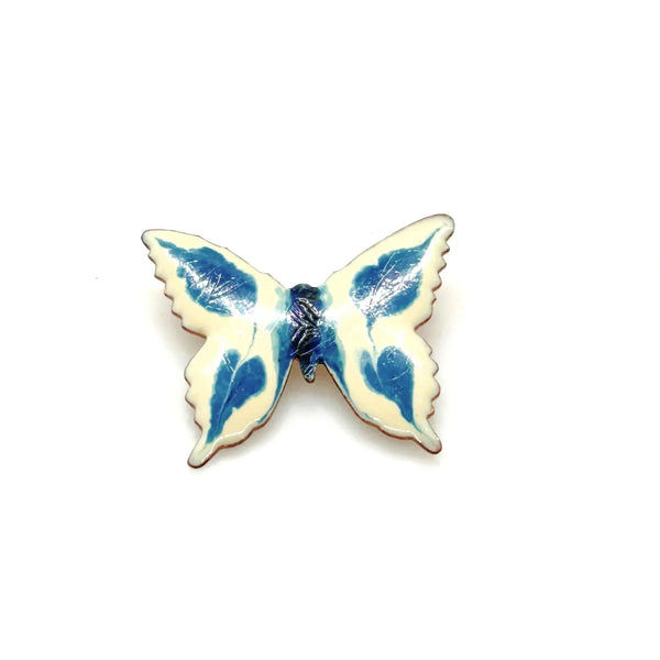 Perfect for collectors and vintage lovers: our Vintage Porcelain Blue and Cream Butterfly Brooch provides a hand-painted, unique enamel design. Shop today!
