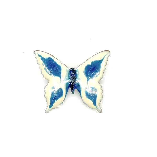 Perfect for collectors and vintage lovers: our Vintage Porcelain Blue and Cream Butterfly Brooch provides a hand-painted, unique enamel design. Shop today!