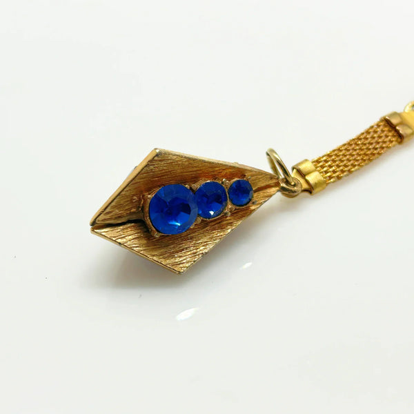 Vintage Geometric Keychain with Blue Rhinestones