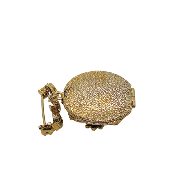 Vintage Mid-Century Victorian Revival Cameo Locket Pendant Bow Pin