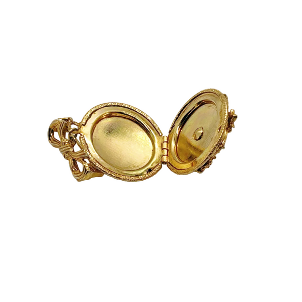 Vintage Mid-Century Victorian Revival Cameo Locket Pendant Bow Pin