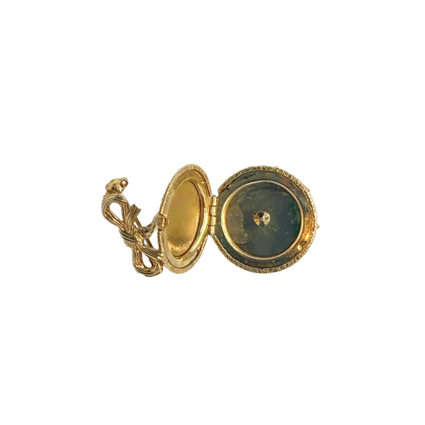 Vintage Mid-Century Victorian Revival Cameo Locket Pendant Bow Pin