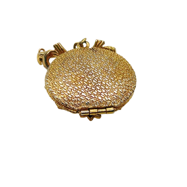 Vintage Mid-Century Victorian Revival Cameo Locket Pendant Bow Pin