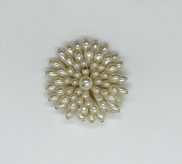 Bold 3-D Faux Pearl Vintage Flower Brooch - Lamoree’s Vintage