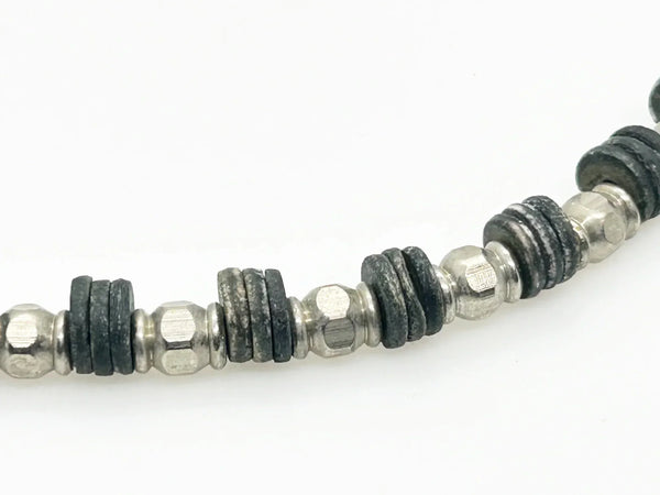 Handmade Silver and Black Beads Industrial Style Necklace