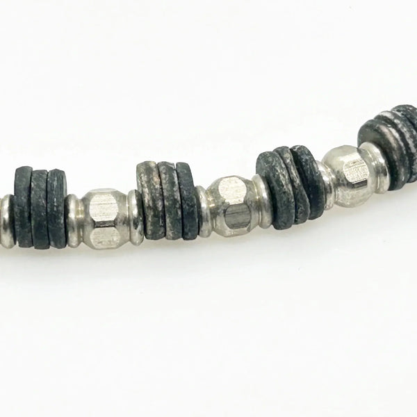Handmade Silver and Black Beads Industrial Style Necklace