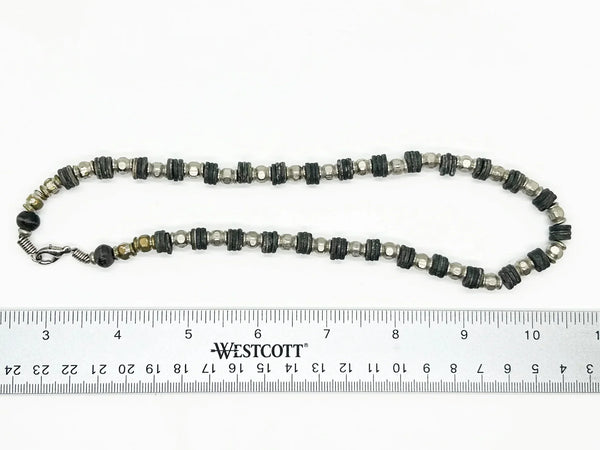 Handmade Silver and Black Beads Industrial Style Necklace