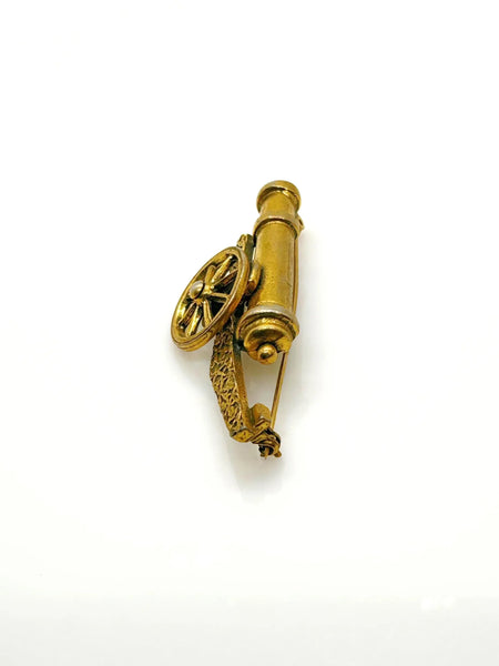 Perfect for vintage jewelry collectors: our vintage cannon brooch provides finely detailed design with a sizable turning wheel. Shop today!