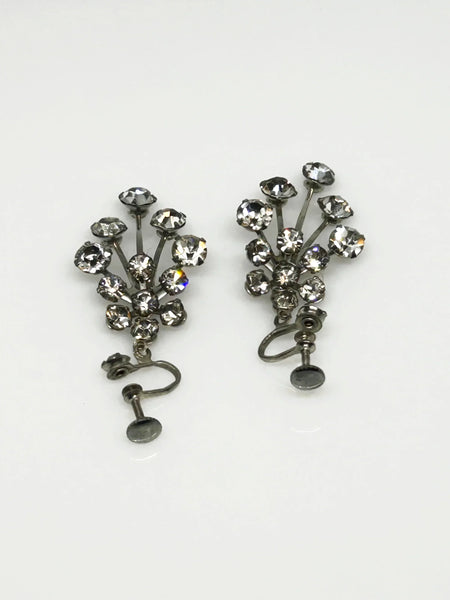 Vintage Fiery Bright Rhinestone Chandelier Drop Earrings