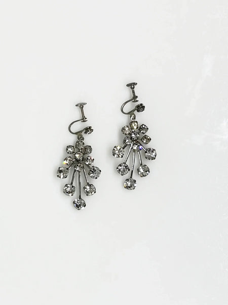 Vintage Fiery Bright Rhinestone Chandelier Drop Earrings