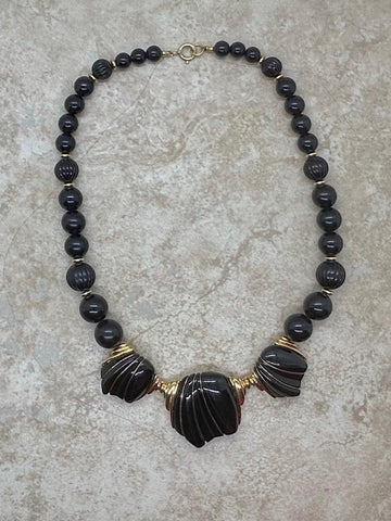 Chic Black and Gold Trifari Necklace - Lamoree’s Vintage
