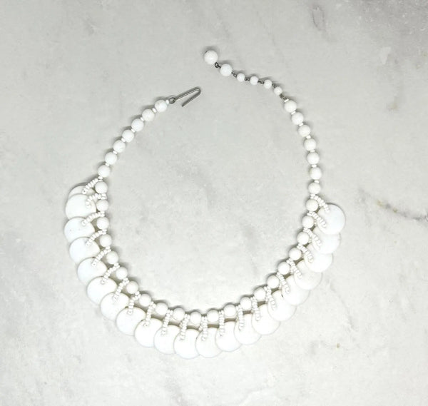 Vintage Milk Glass Beaded Necklace From Germany
