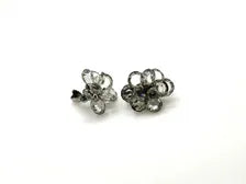 Mid-Century Clear Crystal Cluster Wreath Pin & Matching Clip Earrings Set