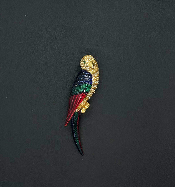 Colorful and Sparkling Parrot Brooch - Lamoree’s Vintage