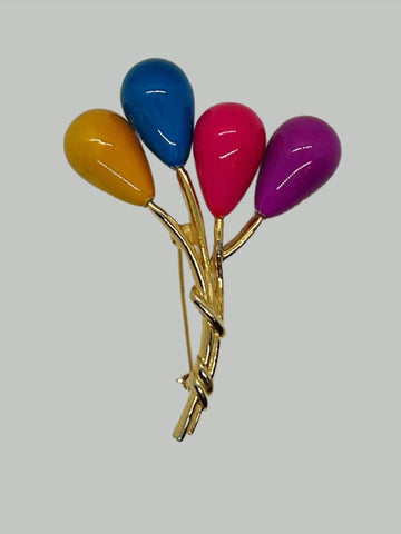 Cheerful Colorful Balloon Bouquet Brooch - Lamoree’s Vintage