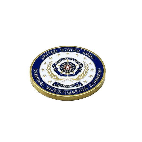 United States Army Criminal Investigation Command coin on a white background
