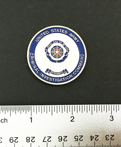 United States Army Criminal Investigation Command logo on a black background with a ruler at the bottom.