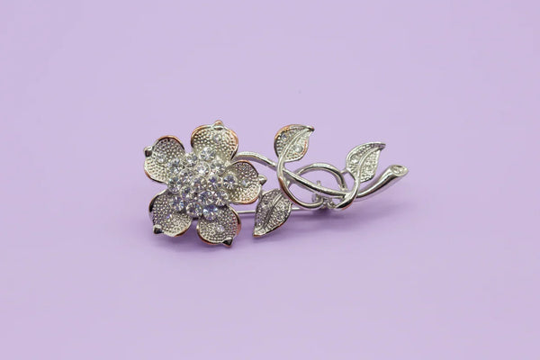 Vintage Floral Brooch with Texture and Glitter
