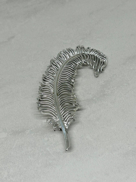 Coro Pegasus 1950s Quill Feather Silver Brooch - Lamoree’s Vintage