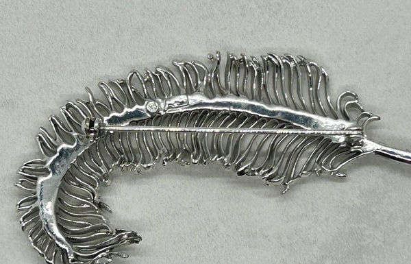 Coro Pegasus 1950s Quill Feather Silver Brooch - Lamoree’s Vintage