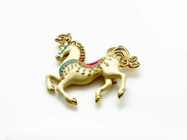 Perfect for vintage style lovers: our Bob Mackie Prancing Carousel Horse Brooch provides a dazzling, unique statement piece. Shop today!