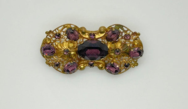 Dazzling 1930s Czech Purple Glass Brooch - Lamoree’s Vintage