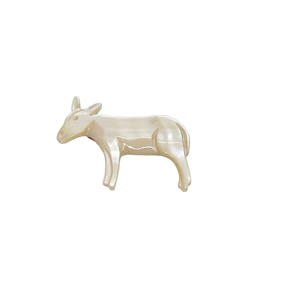 This sweet vintage mother of pearl donkey brooch, measures 1.25” and is in very good condition. The detail is lovely and the design is unusual. Unleash your unique sense of style with this charming vintage mother of pearl donkey brooch! 