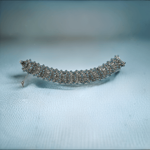 Elaborate Vintage Bracelet with Pale Blue Rhinestones - Lamoree’s Vintage