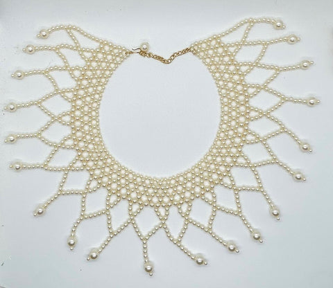 Elaborate Vintage Faux Pearl Necklace/ Collar - Lamoree’s Vintage