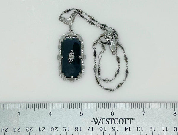 Elegant Black Glass Art Deco PSCO Vintage Necklace - Lamoree’s Vintage